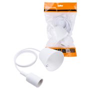 Патрон пластиковый Е27 с подвесом 1 м, белый TDM