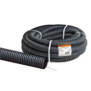 Труба гофрированная ПЛЛ безгалогенная, негорючая (FRHF) d32 с зондом (50 м) легкая черная TDM