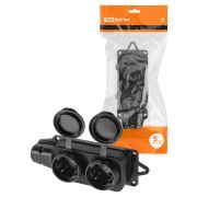 Розетка двухместная с заглушками каучук 2Р+РЕ 16А 250В IP44 TDM