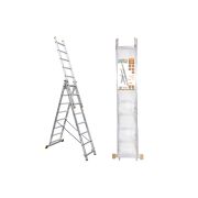 Лестница алюминиевая, ЛА3х10, 3х секционная х 10 ступеней, h=6270 мм, Народная