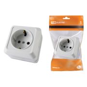 Розетка 2П+З открытой установки IP20 16А, белая «Ладога» TDM