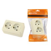 Розетка двойная 2П+3 открытой установки IP20 16А, сл. кость «Ладога» TDM