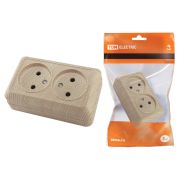 Розетка двойная 2П открытой установки IP20 10А, сосна «Ладога» TDM