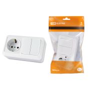 Блок комбинированный выкл. 2-кл. 10А + розетка 2П+З 16А 250В БКВР IP20 белый «Ладога» TDM