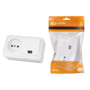 Блок комбинированный выключатель 1-кл. с подсветкой 10А + розетка 2П 10А 250В БКВР IP20 белый «Ладога» TDM