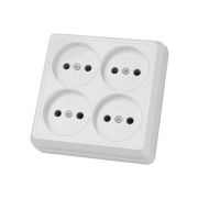 Розетка четырехместная 2П открытой установки IP20 10A белая «Ладога» TDM