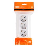 Розетка 3-х местная горизонтальная 2П+3 открытой установки IP20 16A белая «Ладога» TDM