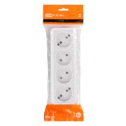 Розетка 4-х местная горизонтальная 2П открытой установки IP20 10A с з/ш белая «Ладога» TDM