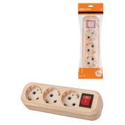 Колодка розеточная 3 гнезда 2П+3 с выключателем16А 250В «Эко» (сосна) TDM