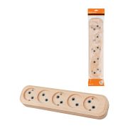 Колодка розеточная 5 гнезд 2П б/з 10А 250В «Эко» (сосна) TDM