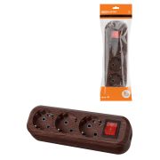 Колодка розеточная 3 гнезда 2П+3 с выключателем16А 250В «Эко» (бук) TDM