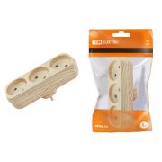 Блок на 3 гнезда 2П б/з плоский 6А 250B «Эко» (сосна) TDM