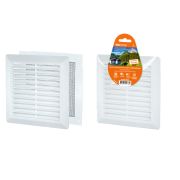 Решетка разъемная с москитной сеткой, наклонные жалюзи, белая, 203х203 TDM