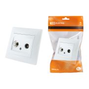 Розетка TV («мама») + SAT (F-разъем) 0-2400МГц белая «Лама» TDM