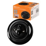 Выключатель скрытой установки фарфоровый поворотный 2-кл. с ручкой (бантик) 10А черный «Болонь» TDM