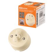 Выключатель фарфоровый поворотный проходной с ручкой (бантик) 10А сл. кость «Болонь» TDM