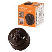 Выключатель фарфоровый поворотный проходной с ручкой (бантик) 10А коричневый «Болонь» TDM