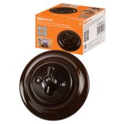 Выключатель скрытой установки фарфоровый поворотный перекрёстный с ручкой (бантик) 10А коричневый «Болонь» TDM