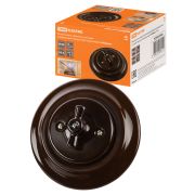 Выключатель скрытой установки фарфоровый поворотный с ручкой (бантик) 10А коричневый «Болонь» TDM