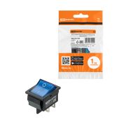 Выключатель клавишный KCD4-201N 250В AC/DC, 2P, 16А, (4с), ON-OFF, черный корпус, синяя клавиша с LED подсветкой TDM